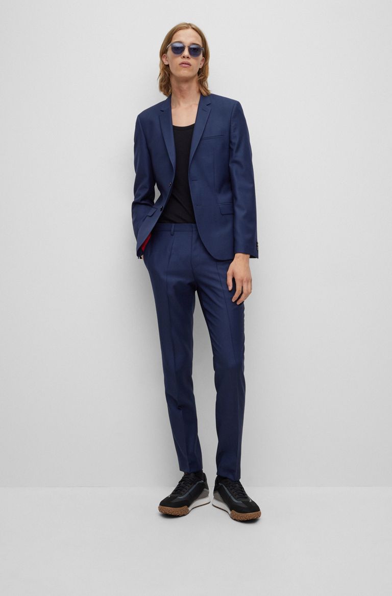 hugoboss.com | Extra-slim-fit suit in a micro-patterned wool blend