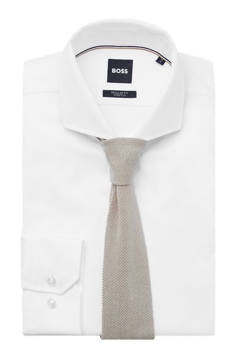 Cravatta dritta in seta con lavorazione a maglia piqué HUGO BOSS Uomo Accessori Cravatte e accessori Papillon 