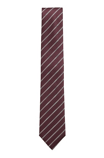BOSS 博斯防泼水真丝面料条纹领带,  673_Bright Pink