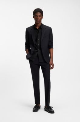 Relaxed-fit shirt in stretch-cotton canvas, Black