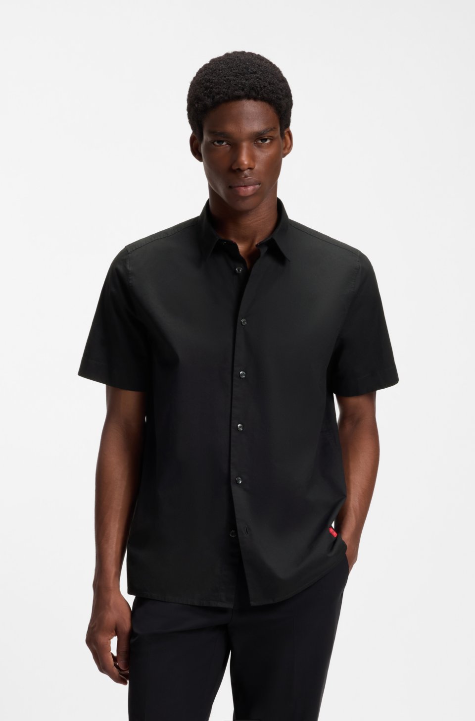 Relaxed-fit shirt in stretch-cotton canvas