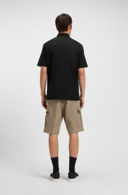 Relaxed-fit shirt in stretch-cotton canvas, Black