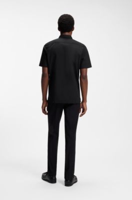 Relaxed-fit shirt in stretch-cotton canvas, Black