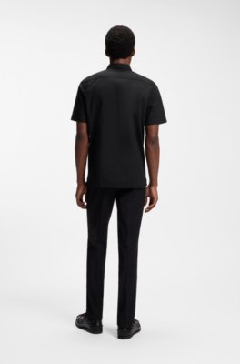 Hugo Relaxed-fit shirt in stretch-cotton canvas kortärmade skjortor herr – bild 3