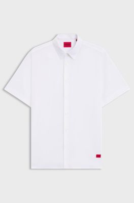 Relaxed-fit shirt in stretch-cotton canvas, White