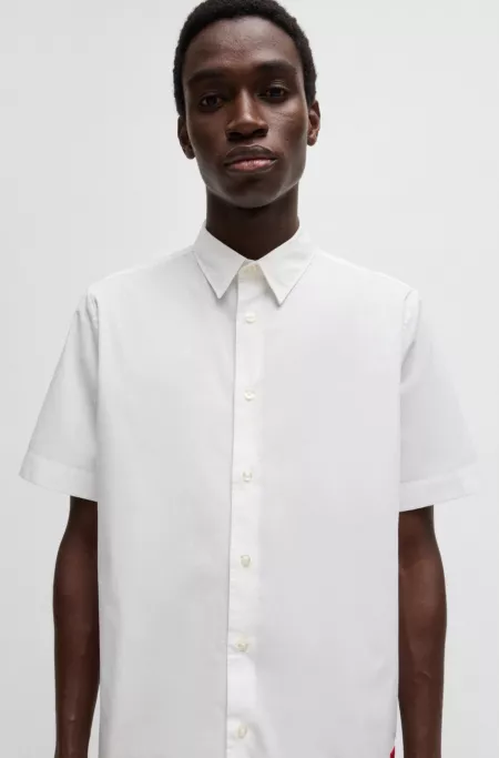 Relaxed-fit shirt in stretch-cotton canvas
