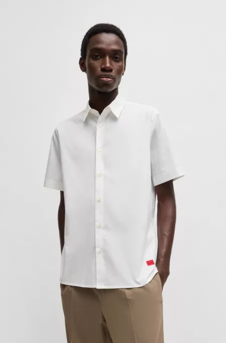 Relaxed-fit shirt in stretch-cotton canvas
