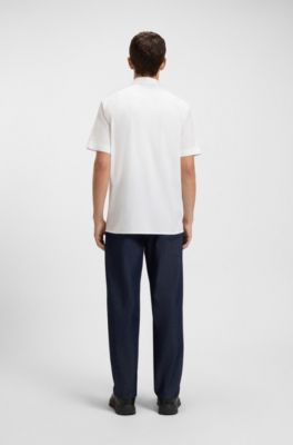 Relaxed-fit shirt in stretch-cotton canvas, White