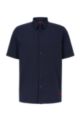 Relaxed-fit shirt in peached stretch cotton, Dark Blue