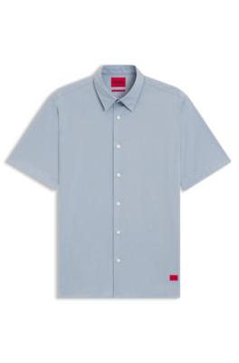 Relaxed-fit shirt in stretch-cotton canvas, Light Blue