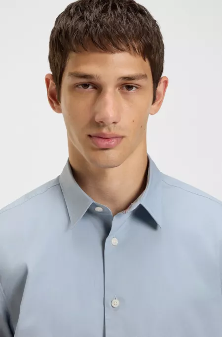 Relaxed-fit shirt in stretch-cotton canvas