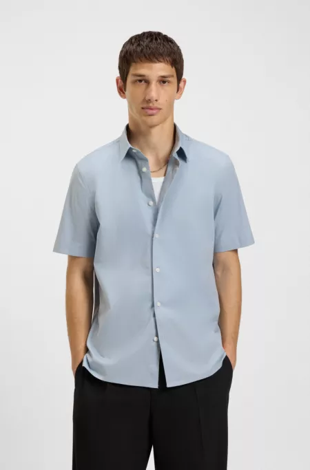 Relaxed-fit shirt in stretch-cotton canvas
