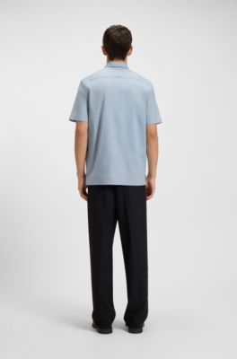 Relaxed-fit shirt in stretch-cotton canvas, Light Blue
