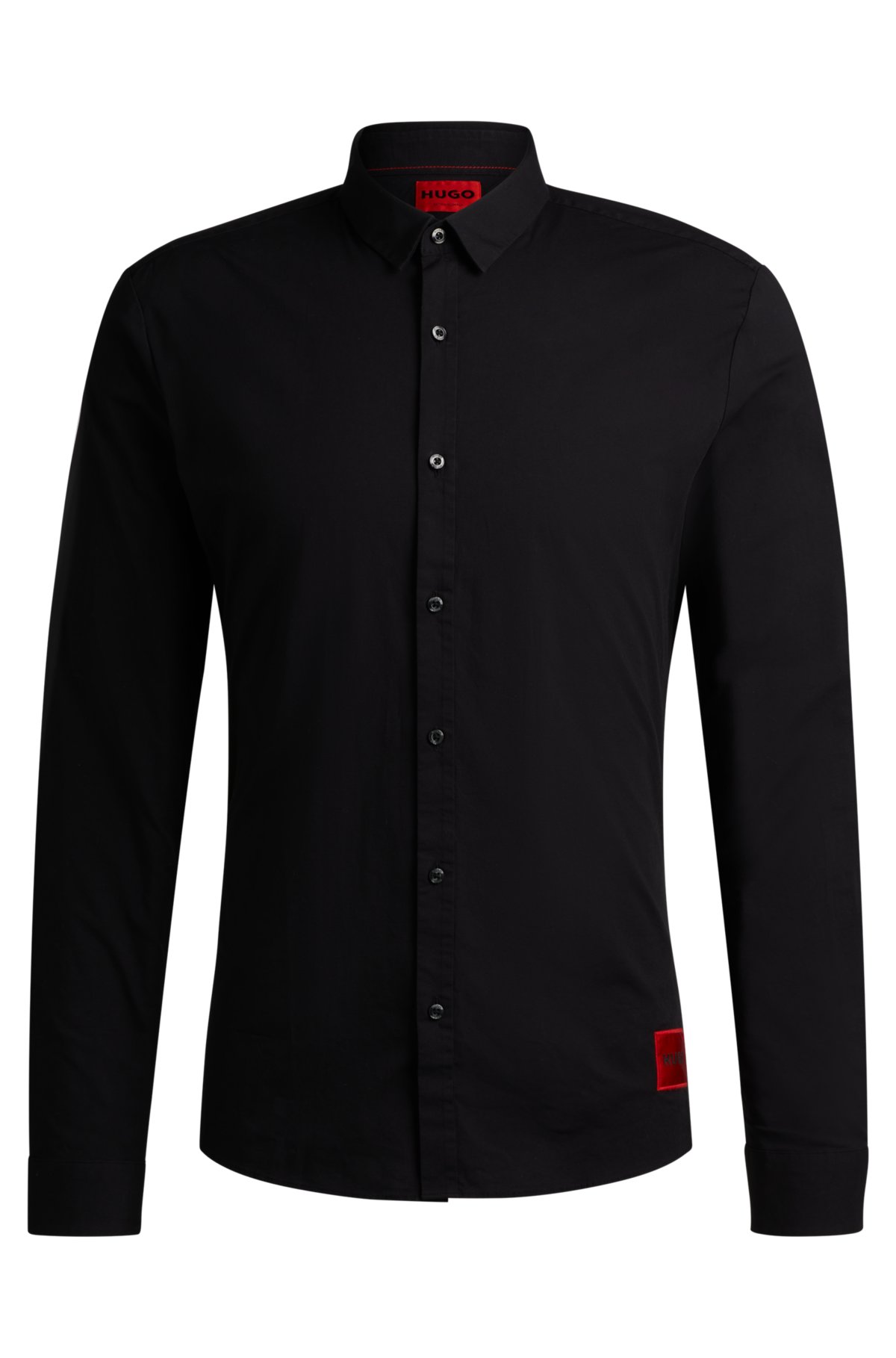 HUGO - Extra-slim-fit shirt in stretch-cotton canvas