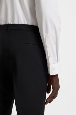 Extra slim fit skjorte i bomuldskanvas med str&aelig;k, Hvid