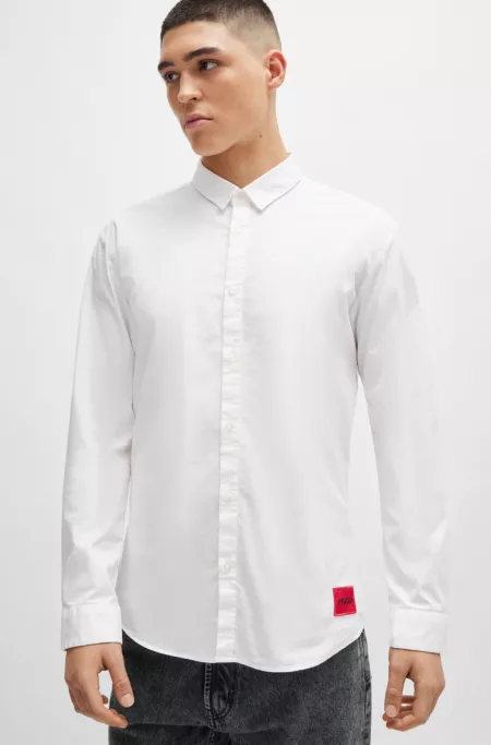 Extra-slim-fit shirt in peached stretch cotton