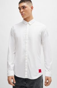 Chemise Extra Slim en coton stretch peau de pêche, Blanc