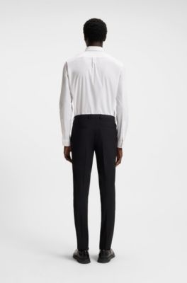 Extra slim fit-skjorta i bomullscanvas med stretch, Vit