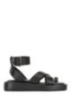 Italian-leather sandals with thick upper straps, Black