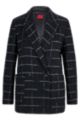 Double-breasted relaxed-fit jacket in checked fabric, Black
