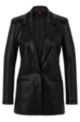 Regular-fit long-length jacket in faux leather, Black