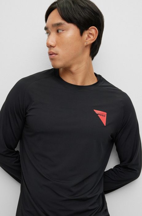 HUGO Relaxed-fit T-shirt Van Katoenen Jersey Met Omrand Logo in het Zwart voor heren Heren Kleding voor voor Jassen voor Lange jassen en winterjassen 