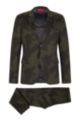 Extra-slim-fit suit in performance-stretch camouflage fabric, Dark Green