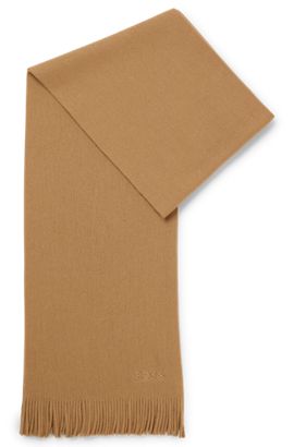 Mens Accessories Scarves and mufflers for Men Natural BOSS by HUGO BOSS Italian-cashmere Scarf With Embroidered Logo in Beige 