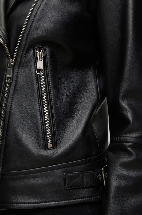 Fashion Jackets Leather Jackets Hugo Boss Lederjacke mit Fake-Fur 