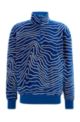 Oversized Sweatshirt aus Fleece mit Reißverschluss am Kragen und Muster aus der Kollektion, Blau