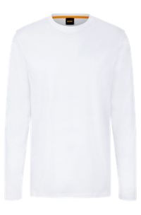 T-shirt i bomuldsjersey med logomærke, Hvid