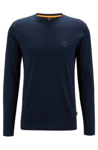 T-shirt en jersey de coton avec patch logo, Bleu foncé
