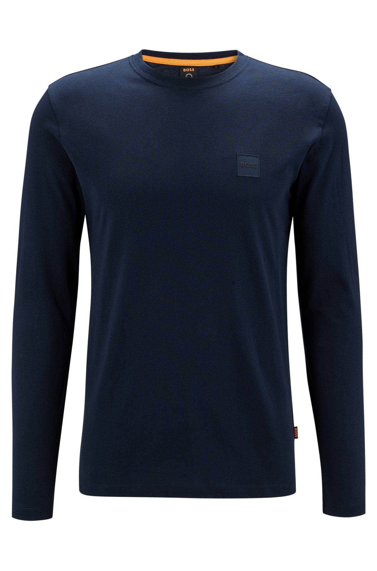 Cotton-jersey T-shirt with logo patch, Dark Blue
