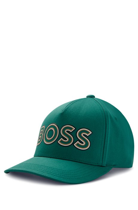 Cotton-twill five-panel cap with logo print, Light Green