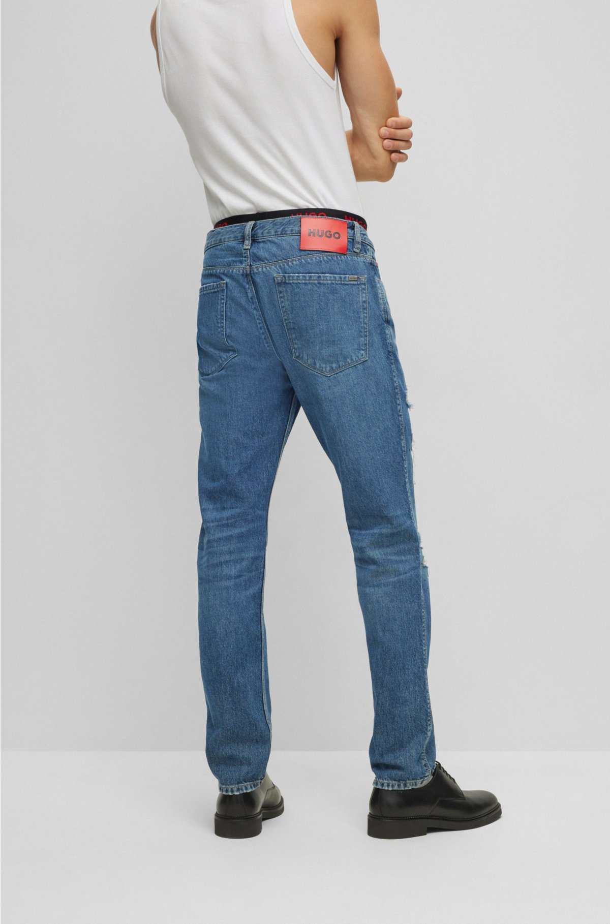 Zorg Communistisch telegram HUGO - Slim-fit jeans in rigid denim with used effects