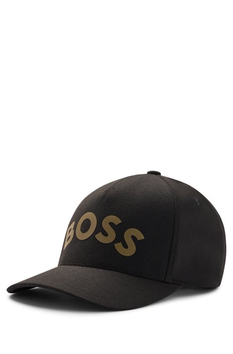 Stretch-canvas cap with high-definition logo, Black