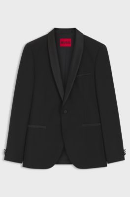 Extra-slim-fit tuxedo jacket in a wool blend, Black
