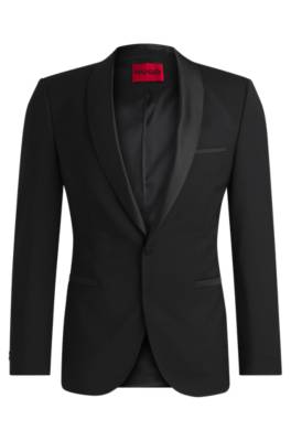 Hugo Extra-slim-fit Tuxedo Jacket In Performance-stretch Cloth