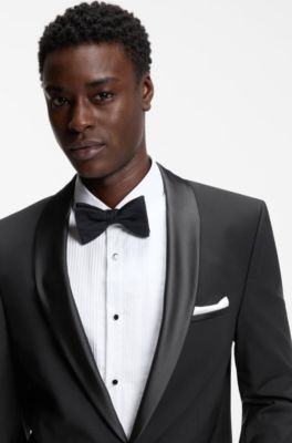 Veste de smoking Extra Slim en laine m&eacute;lang&eacute;e, Noir