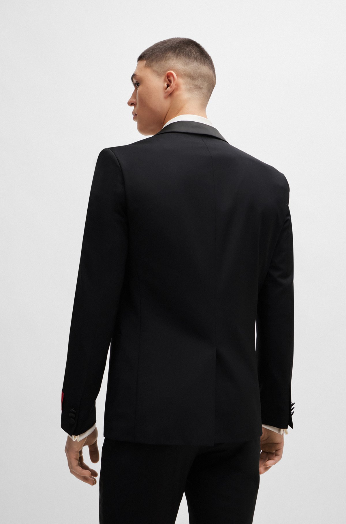 Extra-slim-fit jacket in a stretch-wool blend, Black