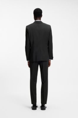 Extra-slim-fit tuxedo jacket in a wool blend, Black