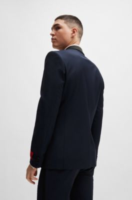 Extra-slim-fit tuxedo jacket in a wool blend, Dark Blue