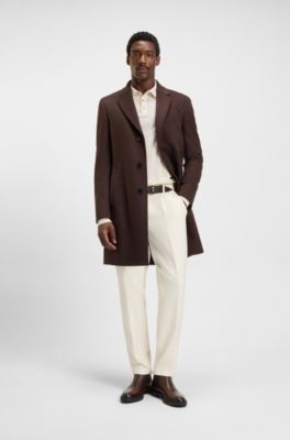 Long-sleeved knit polo sweater in Italian virgin wool, White