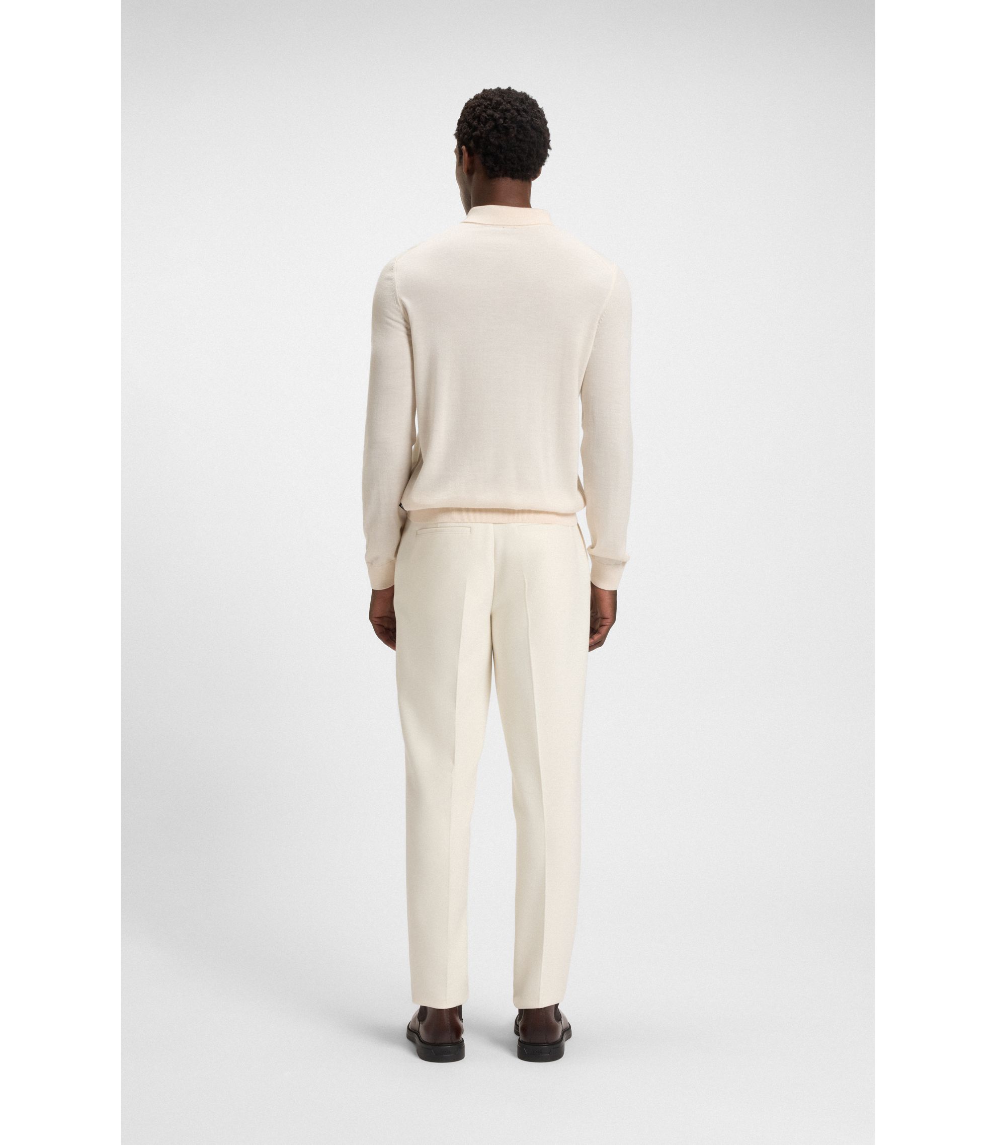 BOSS - レギュラーフィット ニットポロシャツ バージンウール - ホワイト