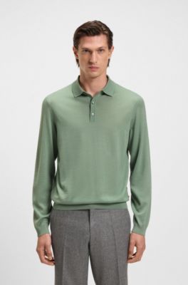 Polo regular fit in maglia di lana vergine, Calce
