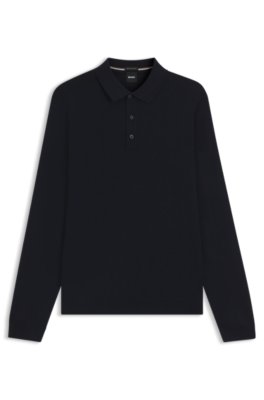 Pull en laine vierge italienne avec manches longues et col polo