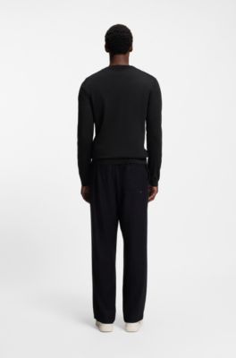 V-neck cardigan in virgin wool, Black