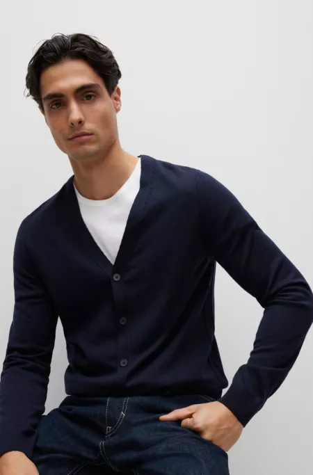 V-neck cardigan in virgin wool
