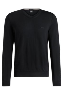 BOSS V neck sweater in responsible wool