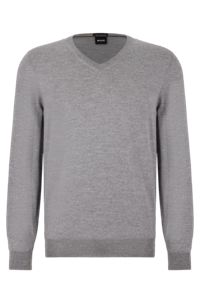  V-neck sweater in responsible wool, Light Grey